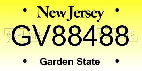 GV88488 New Jersey License Plate