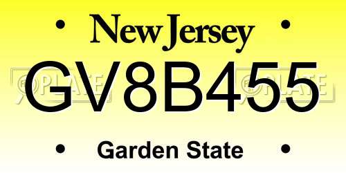 GV8B455 New Jersey License Plate