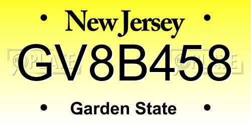 GV8B458 New Jersey License Plate