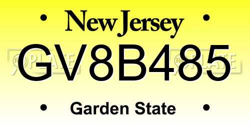 GV8B485 New Jersey License Plate