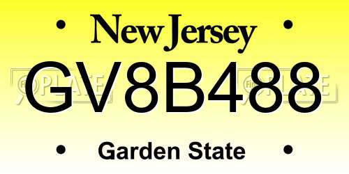 GV8B488 New Jersey License Plate