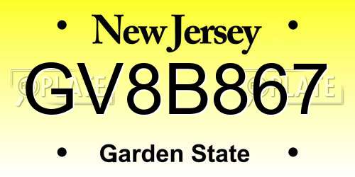 GV8B867 New Jersey License Plate