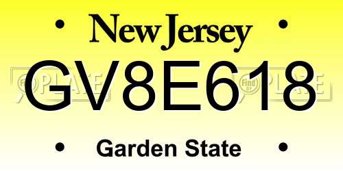 GV8E618 New Jersey License Plate