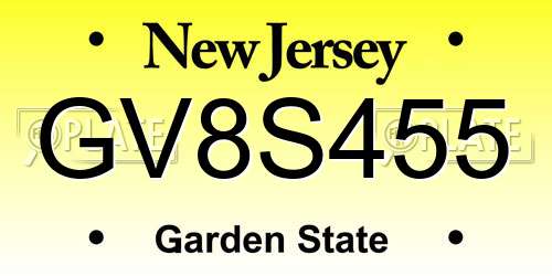 GV8S455 New Jersey License Plate