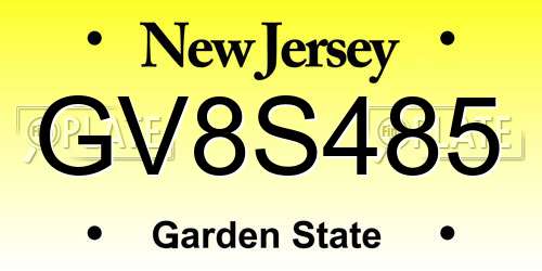 GV8S485 New Jersey License Plate