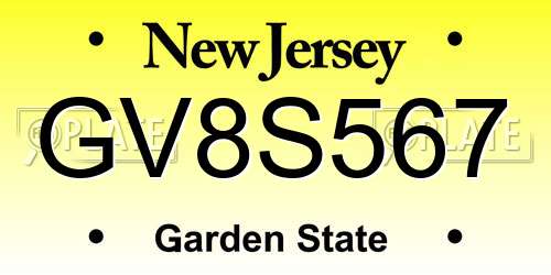 GV8S567 New Jersey License Plate