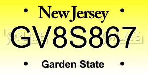 GV8S867 New Jersey License Plate