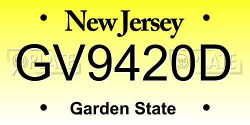 GV9420D New Jersey License Plate