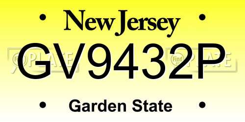 GV9432P New Jersey License Plate