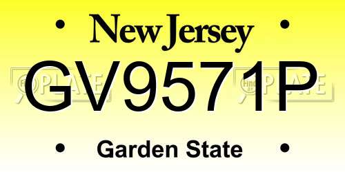 GV9571P New Jersey License Plate