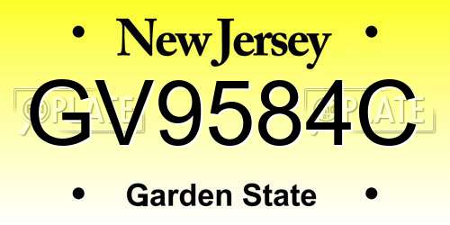 GV9584C New Jersey License Plate