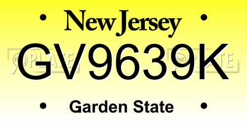 GV9639K New Jersey License Plate