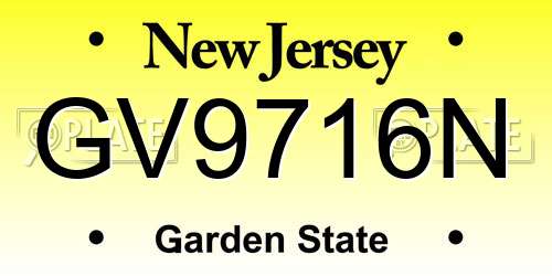 GV9716N New Jersey License Plate