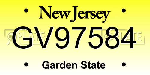 GV97584 New Jersey License Plate
