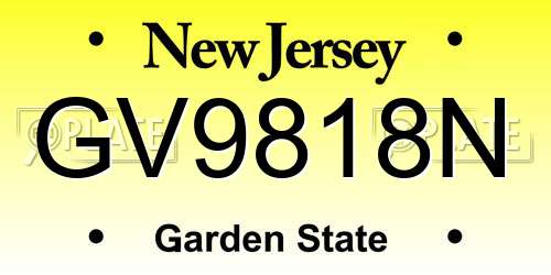 GV9818N New Jersey License Plate