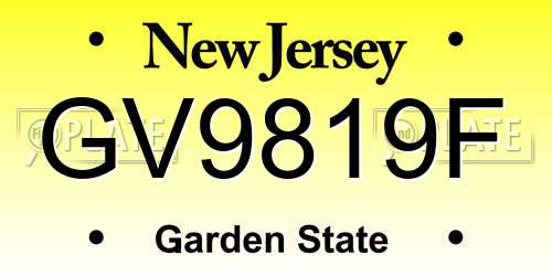 GV9819F New Jersey License Plate