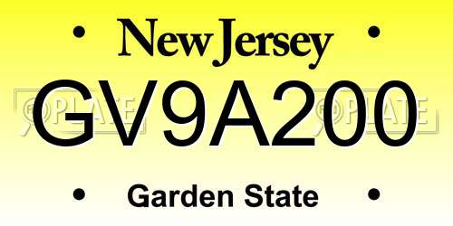 GV9A200 New Jersey License Plate
