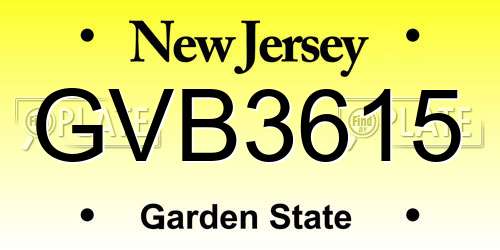 GVB3615 New Jersey License Plate