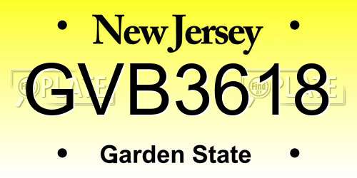 GVB3618 New Jersey License Plate