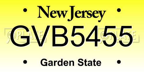 GVB5455 New Jersey License Plate