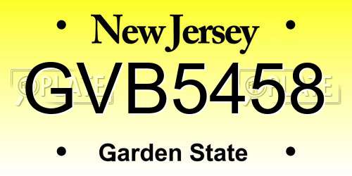 GVB5458 New Jersey License Plate