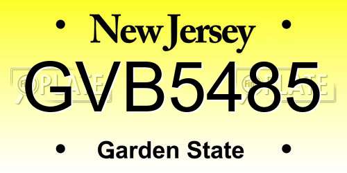 GVB5485 New Jersey License Plate