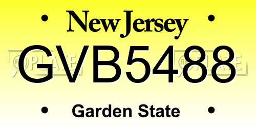 GVB5488 New Jersey License Plate