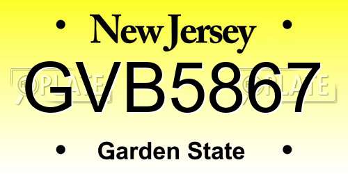 GVB5867 New Jersey License Plate