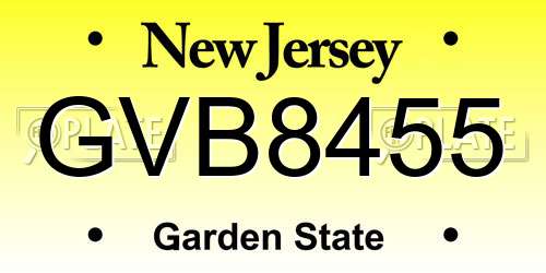 GVB8455 New Jersey License Plate