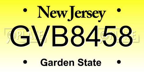 GVB8458 New Jersey License Plate