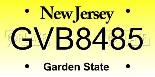 GVB8485 New Jersey License Plate
