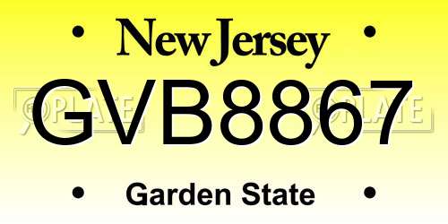 GVB8867 New Jersey License Plate