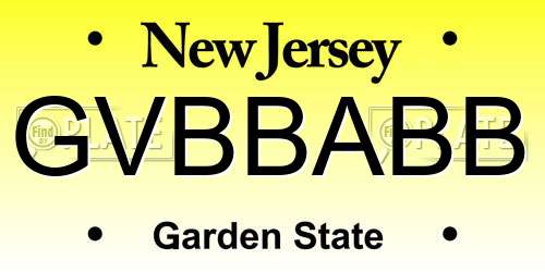 GVBBABB New Jersey License Plate