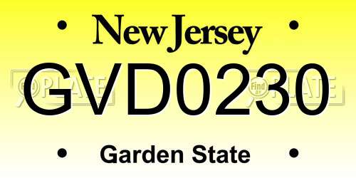 GVD0230 New Jersey License Plate