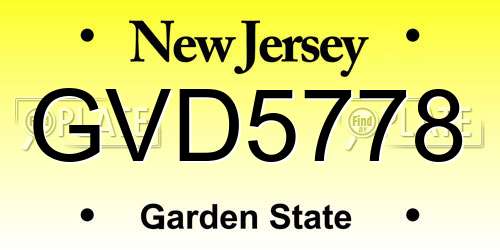 GVD5778 New Jersey License Plate