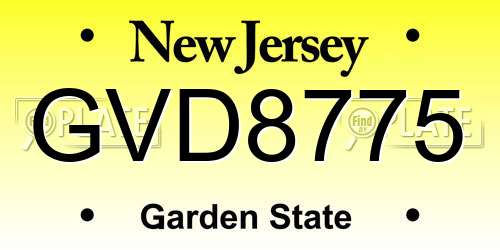 GVD8775 New Jersey License Plate