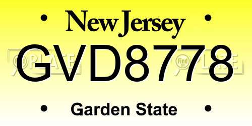 GVD8778 New Jersey License Plate