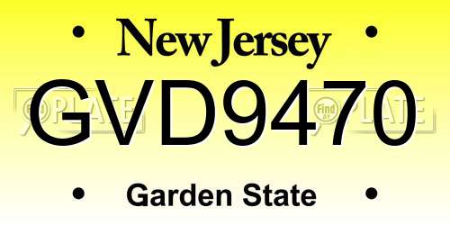 GVD9470 New Jersey License Plate
