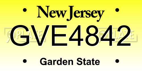 GVE4842 New Jersey License Plate