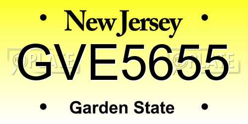 GVE5655 New Jersey License Plate