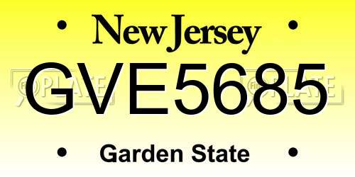 GVE5685 New Jersey License Plate