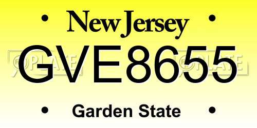 GVE8655 New Jersey License Plate