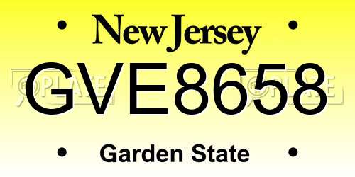 GVE8658 New Jersey License Plate