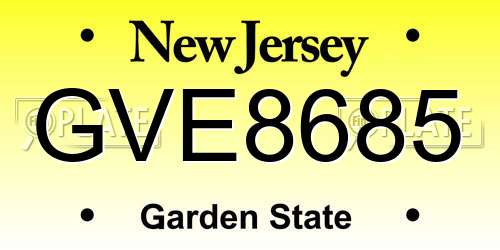 GVE8685 New Jersey License Plate