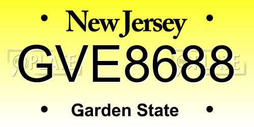 GVE8688 New Jersey License Plate