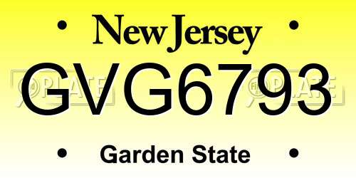 GVG6793 New Jersey License Plate