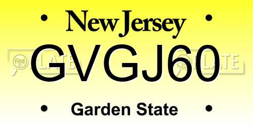 GVGJ60 New Jersey License Plate