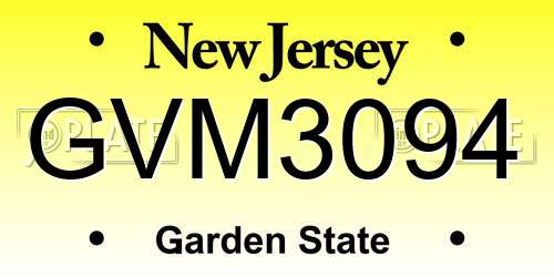 GVM3094 New Jersey License Plate