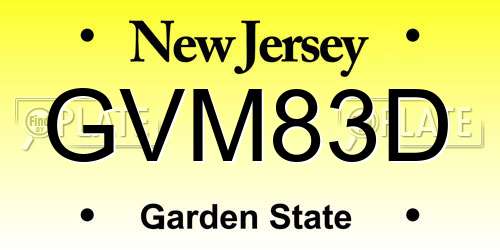 GVM83D New Jersey License Plate
