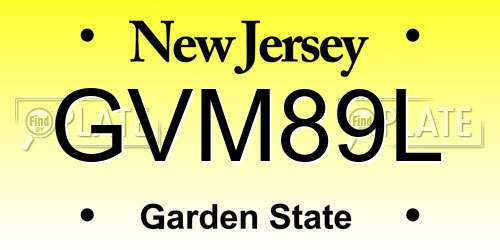 GVM89L New Jersey License Plate